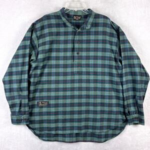 The Vermont Flannel Co Shirt Mens L Green Navy Plaid Preppy Classic Heritage USA